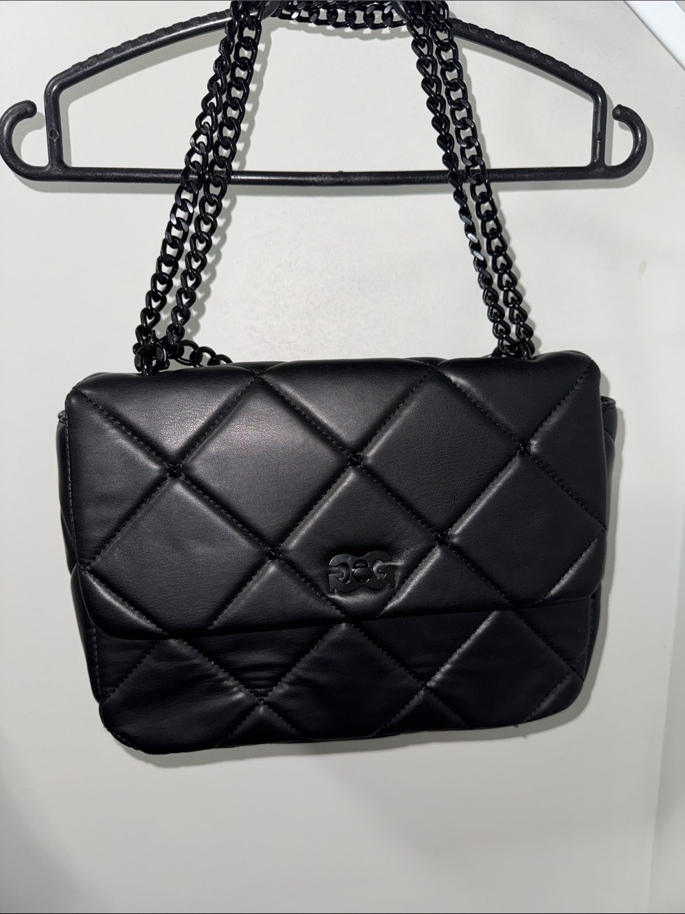 Black Gilda Paris Quilted Shoulder Bag with Chain Strap